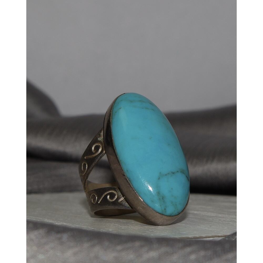 Jay King DTR Sterling Silver Turquoise Ring 11.7G / Sz 5.5